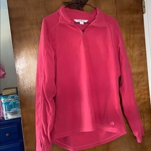 Pink Zipper Collar Pullover Sweatshirt